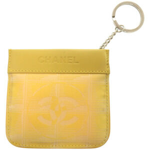 CHANEL Yellow Leather Logo Wallet